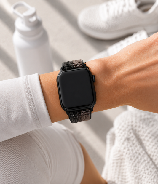 Black & Grey Nylon Weave Sports Loop Strap for Apple Watch