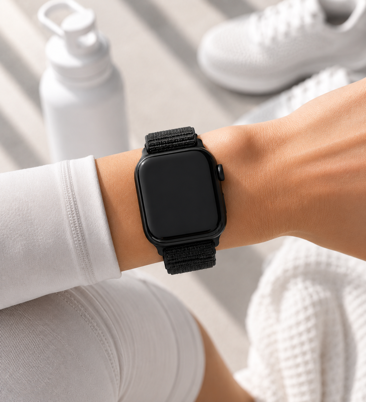Black Nylon Weave Sports Loop Strap for Apple Watch