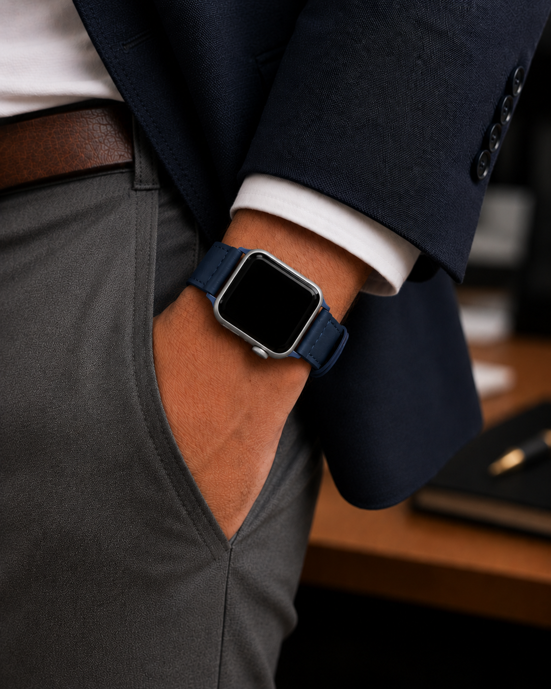 Blue Classic Leather Strap for Apple Watch
