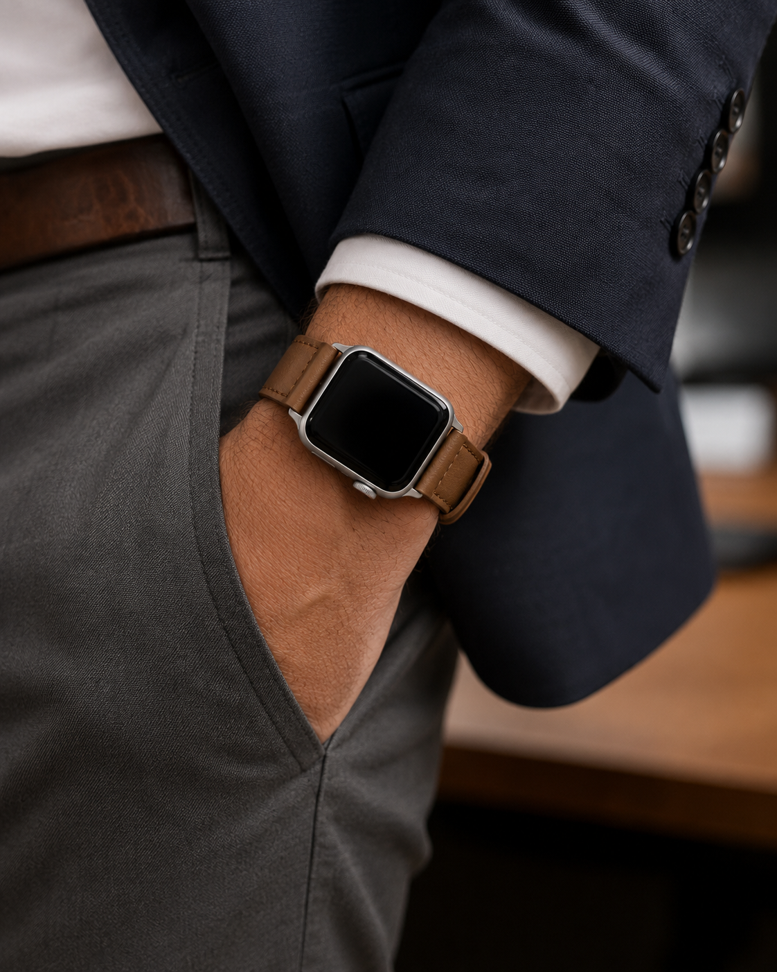 Brown Classic Leather Strap for Apple Watch