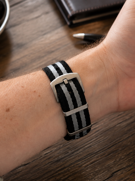 Black & Grey Bond Style NATO Strap for Apple Watch