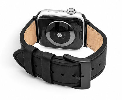Black Leather Buckle & Tuck Strap for Apple Watch