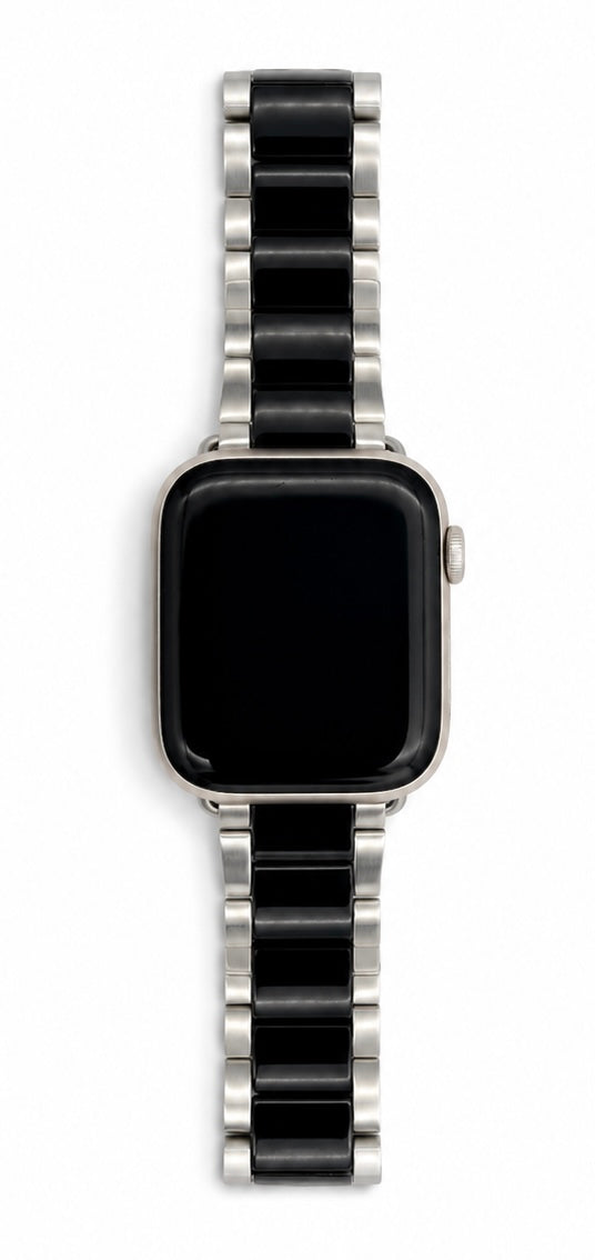 Black & Stainless Steel Heritage 3 Link Bracelet for Apple Watch
