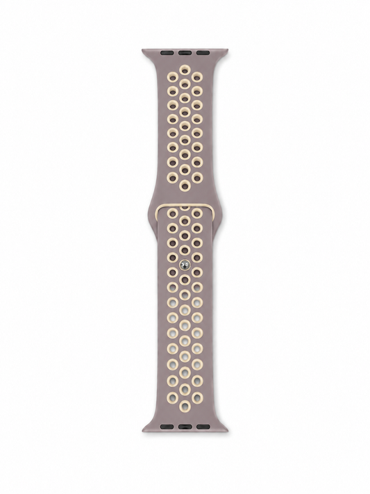 Mauve Beige Sports Silicone Perforated Strap for Apple Watch