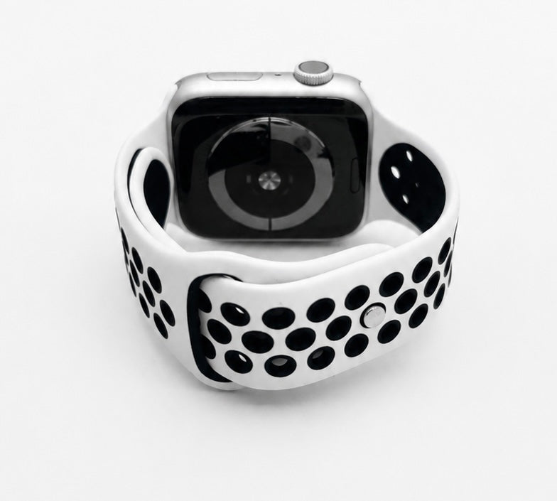 White Sports Silicone Perforated Strap for Apple Watch