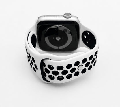 White Sports Silicone Perforated Strap for Apple Watch
