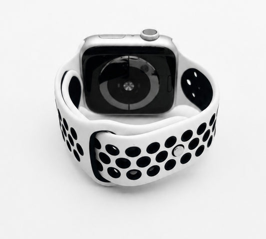 White Sports Silicone Perforated Strap for Apple Watch