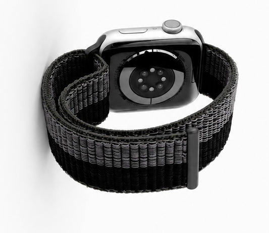 Black & Grey Nylon Weave Sports Loop Strap for Apple Watch