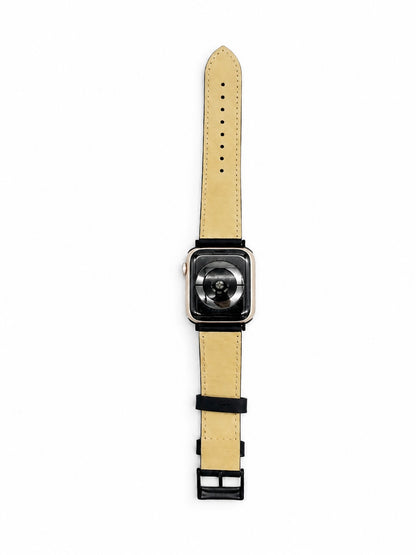 Black Leather Buckle & Tuck Strap for Apple Watch