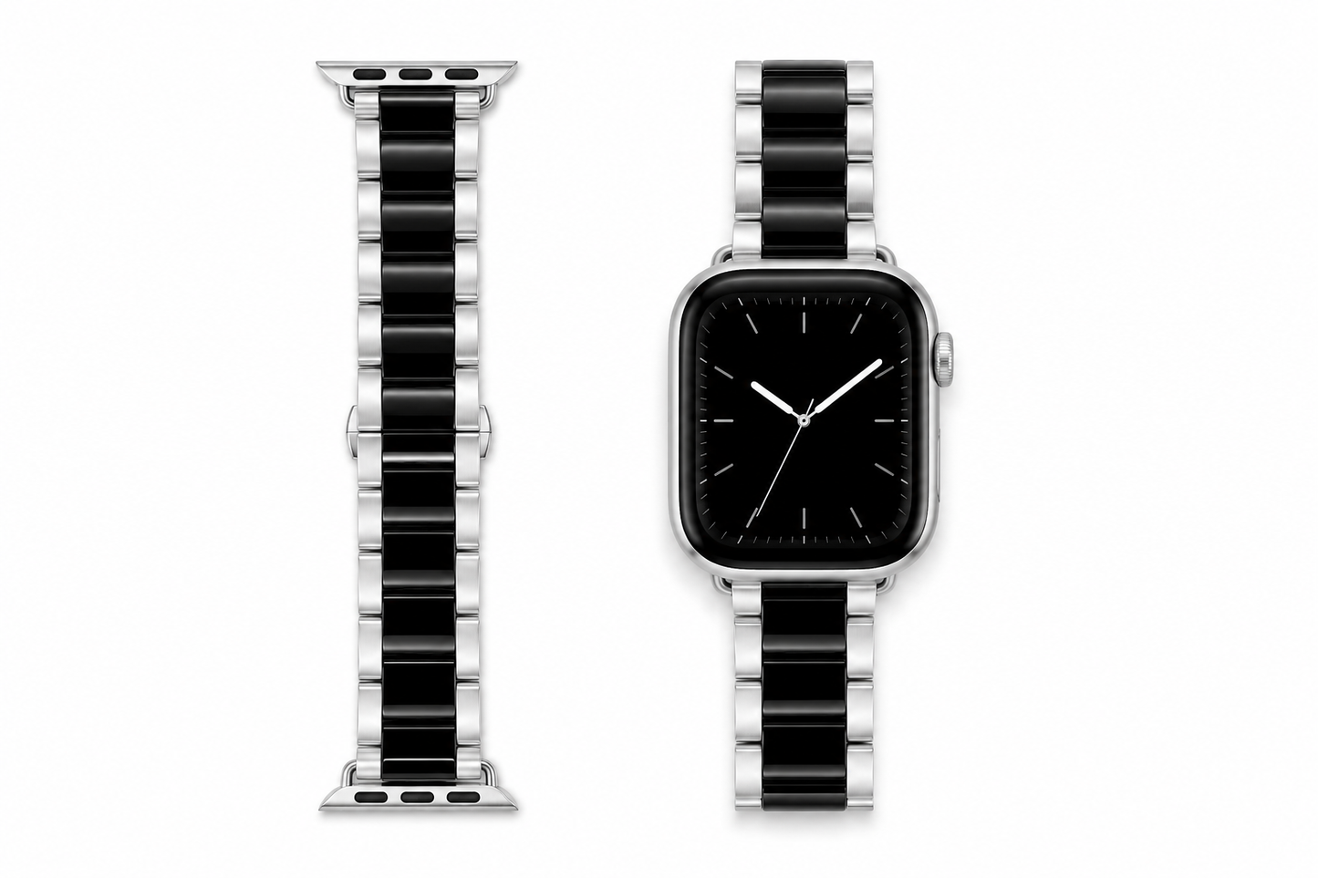 Black & Stainless Steel Heritage 3 Link Bracelet for Apple Watch