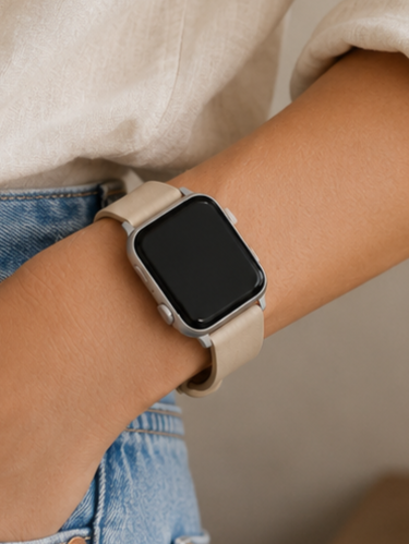 Cream Leather Buckle & Tuck Strap for Apple Watch