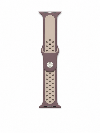 Mauve Beige Sports Silicone Perforated Strap for Apple Watch