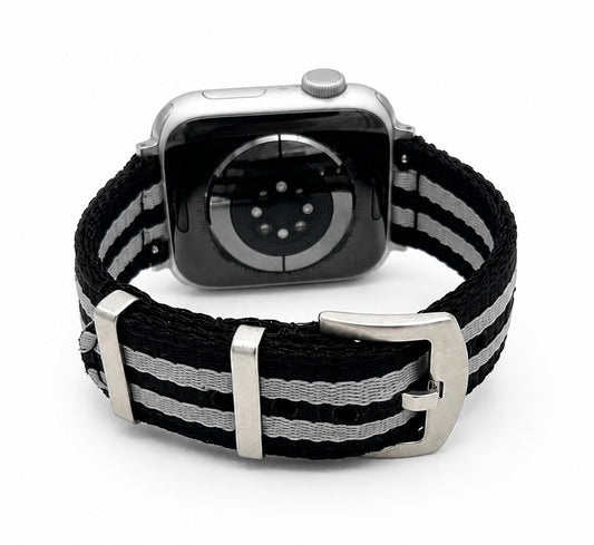 Black & Grey Bond Style NATO Strap for Apple Watch