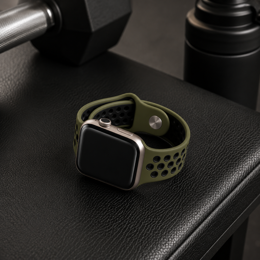 Green Sports Silicone Perforated Strap for Apple Watch