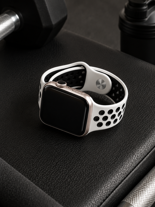 White Sports Silicone Perforated Strap for Apple Watch