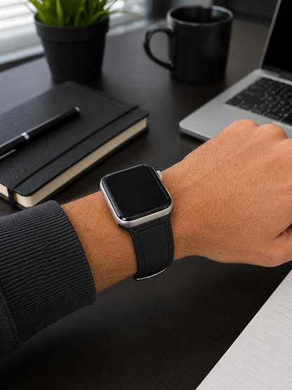 Black Leather / Silicone Hybrid