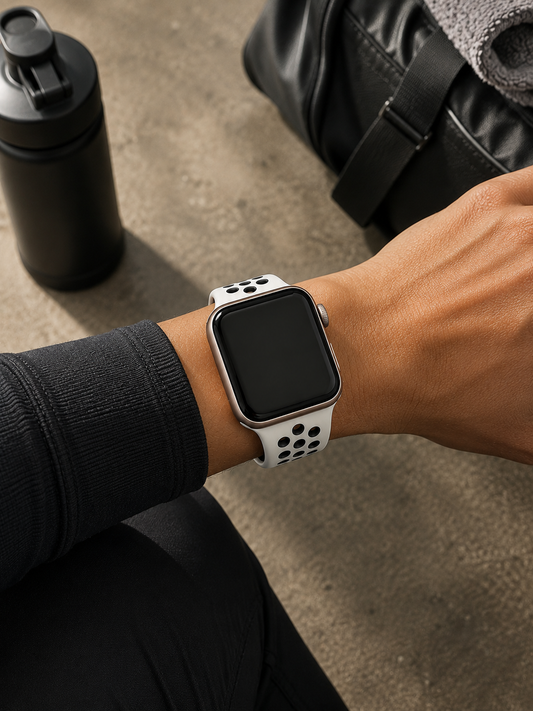 White Sports Silicone Perforated Strap for Apple Watch