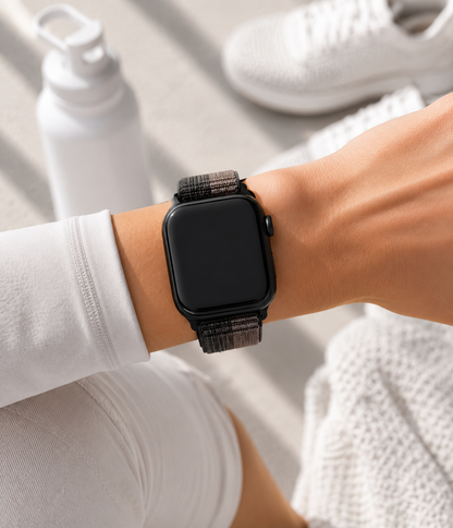 Black & Grey Nylon Weave Sports Loop Strap for Apple Watch