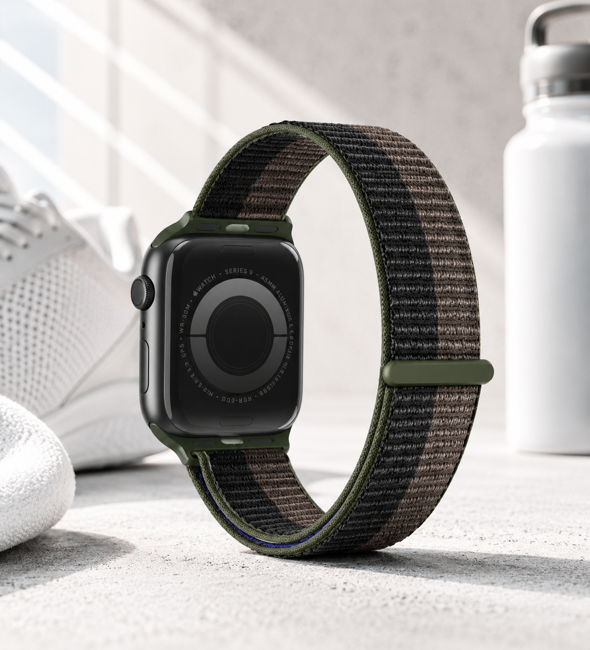 Black & Grey Nylon Weave Sports Loop Strap for Apple Watch
