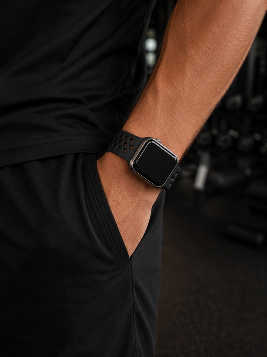 Black Sports Silicone Perforated Strap for Apple Watch