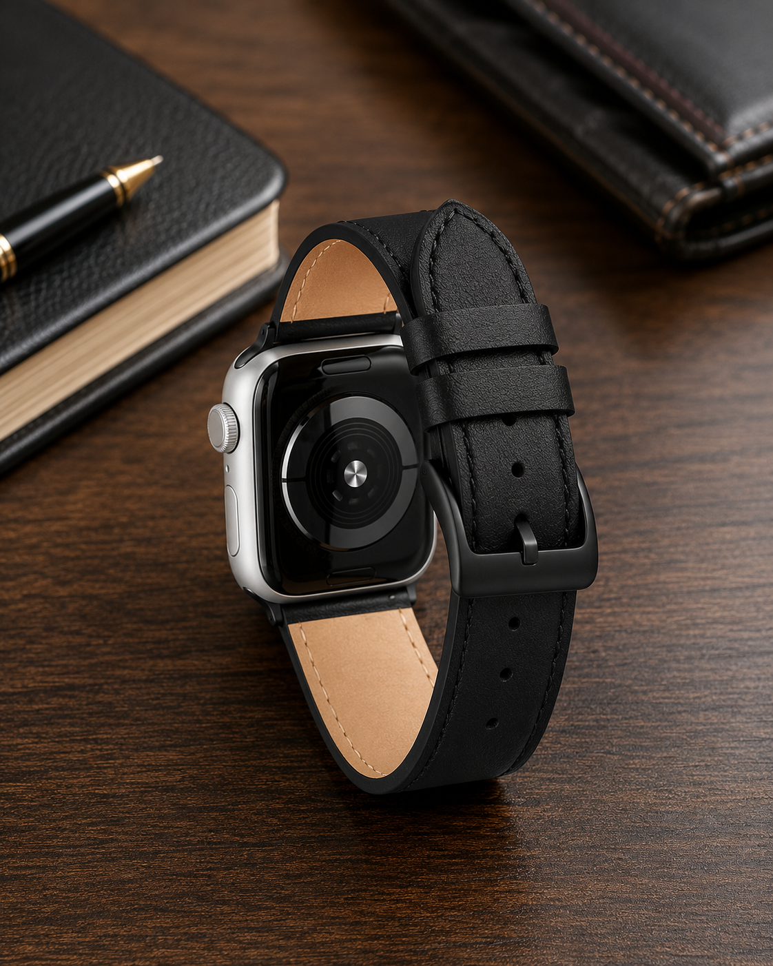 Black Classic Leather Strap for Apple Watch