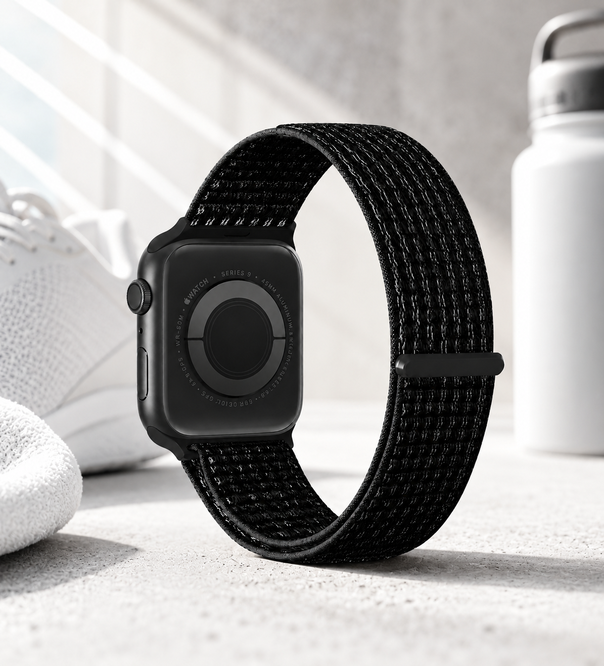 Black Nylon Weave Sports Loop Strap for Apple Watch