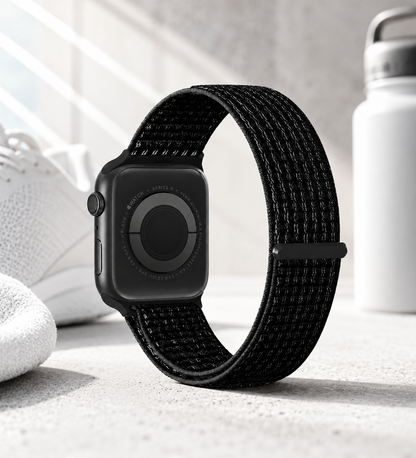Black Nylon Weave Sports Loop Strap for Apple Watch