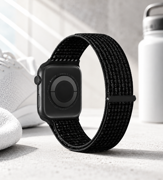 Black Nylon Weave Sports Loop Strap for Apple Watch