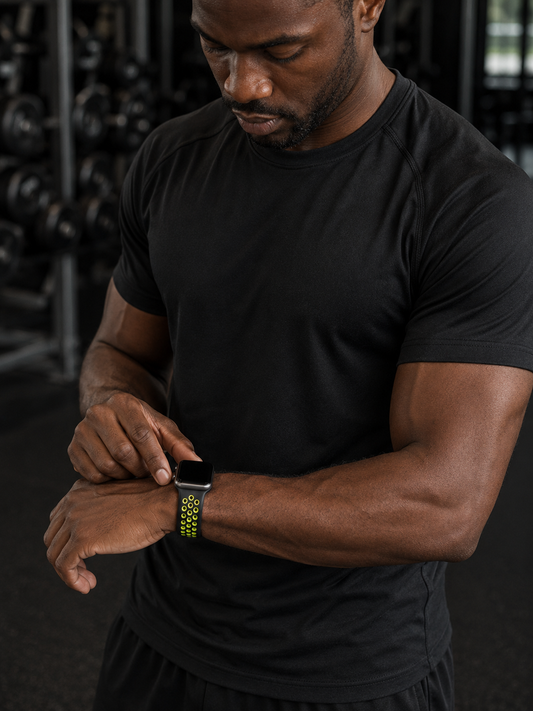 Black Yellow Sports Silicone Perforated Strap for Apple Watch