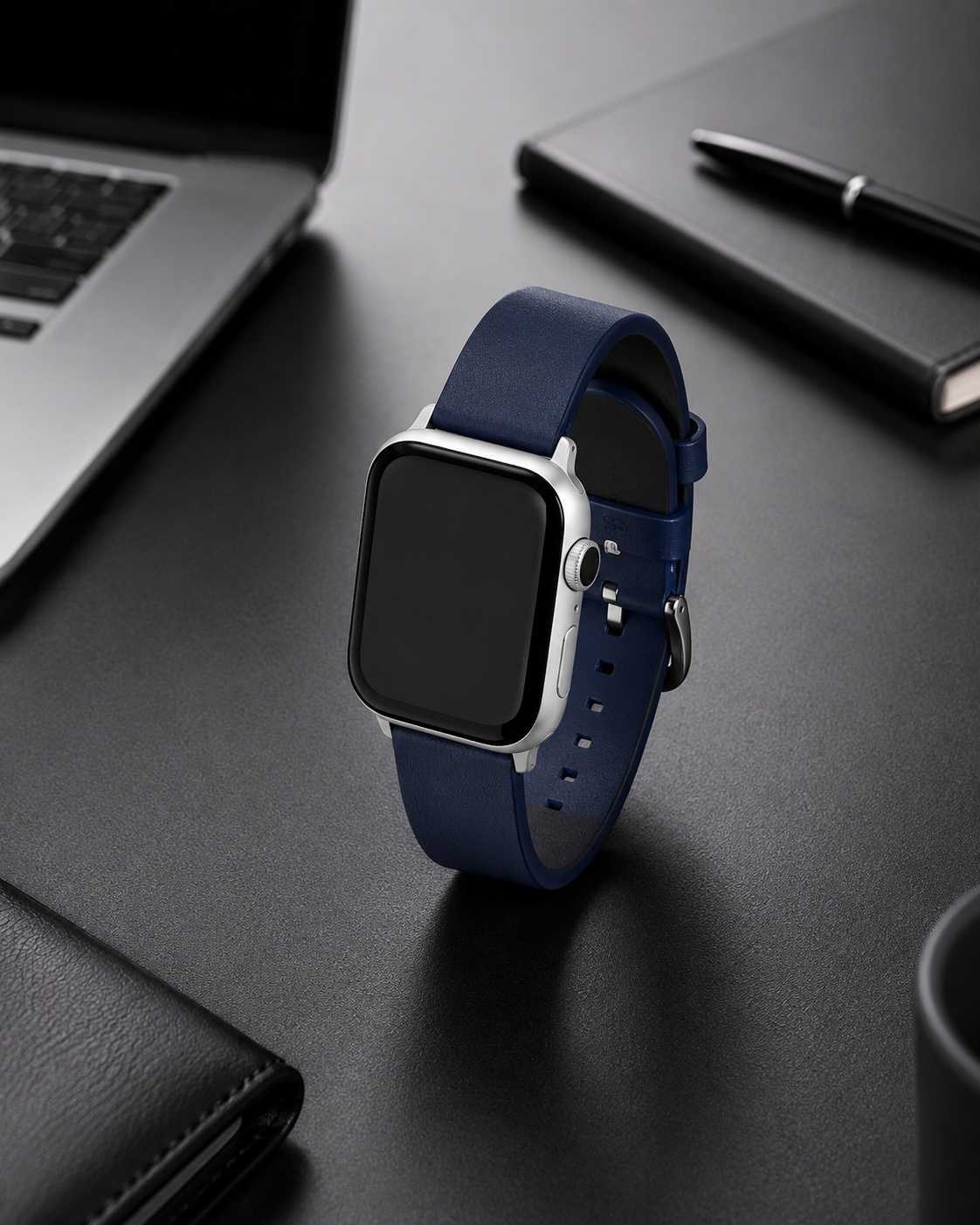 Blue leather strap for Apple Watch