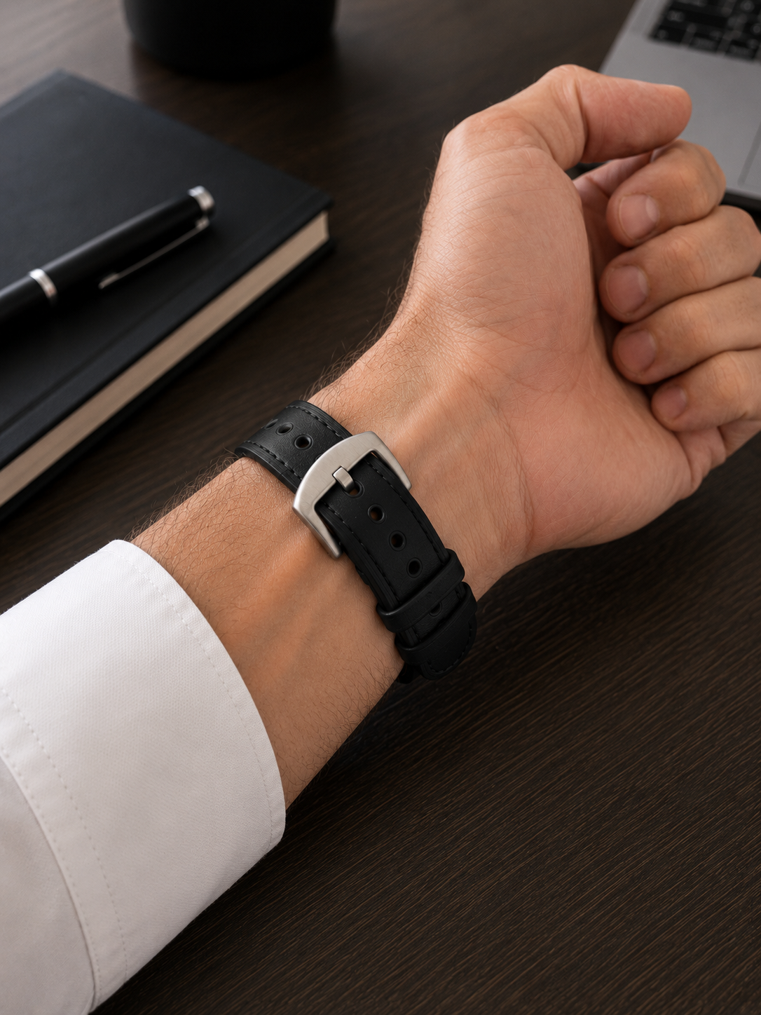 Black Leather / Silicone Hybrid