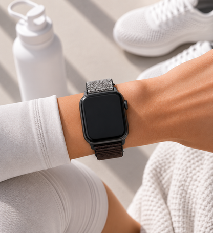 Charcoal Nylon Weave Sports Loop Strap for Apple Watch