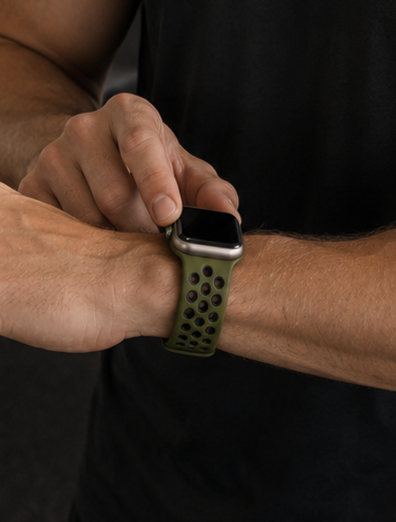 Green Sports Silicone Perforated Strap for Apple Watch