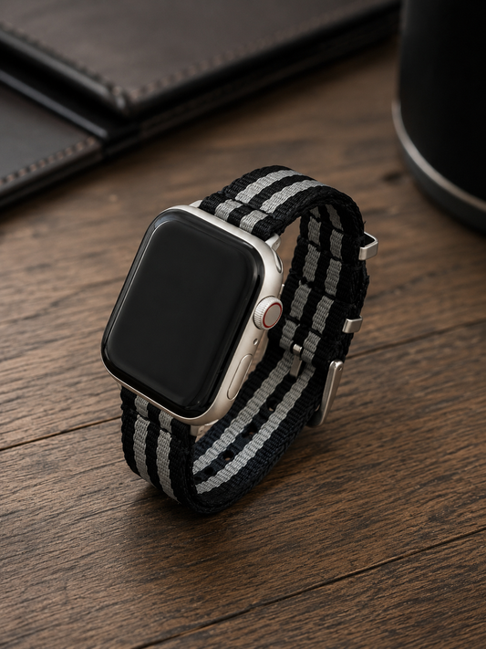 Black & Grey Bond Style NATO Strap for Apple Watch