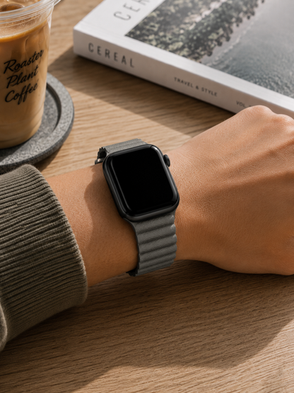 Grey Magnetic Leather Strap for Apple Watch