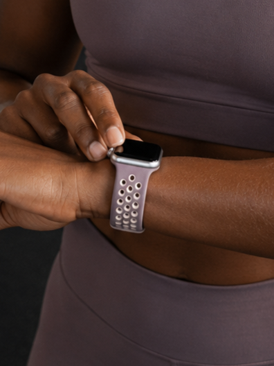Mauve Beige Sports Silicone Perforated Strap for Apple Watch