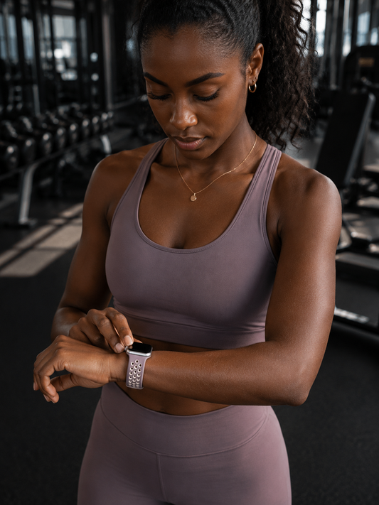 Mauve Beige Sports Silicone Perforated Strap for Apple Watch