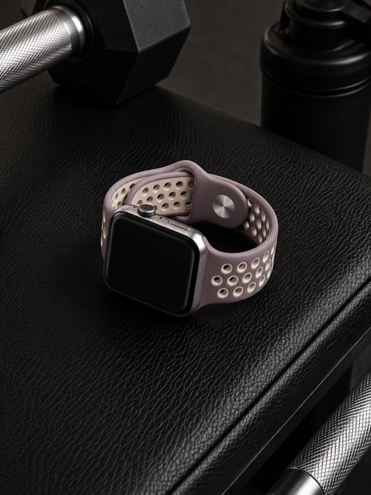 Mauve Beige Sports Silicone Perforated Strap for Apple Watch