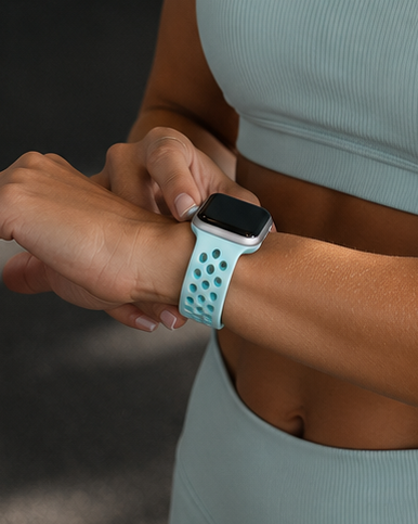 Teal Turquoise Sports Silicone Perforated Strap for Apple Watch