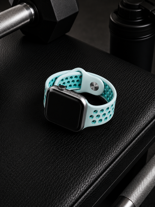 Teal Turquoise Sports Silicone Perforated Strap for Apple Watch